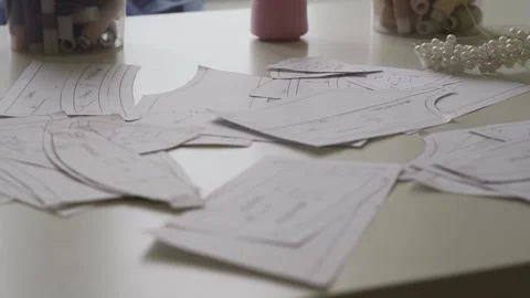 Sewing clippings and thread coils Stock Footage 159881500