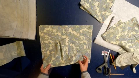Sewing Cloth thread sewing machine scissors cutting creating 스톡 동영상 327043300
