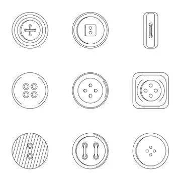Sewing clothes button icon set, outline style Illustrazione stock