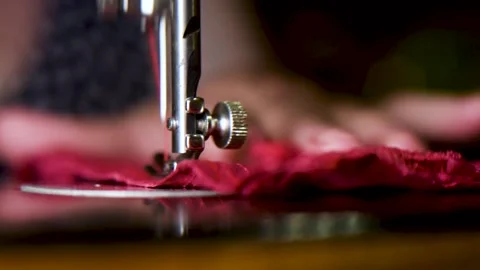 Sewing Clothes With Sewing Machine Stock Footage 134966006