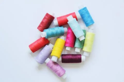 Sewing colored threads Stock Photos