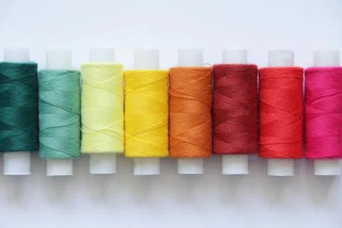 Sewing colored threads Stock Photos