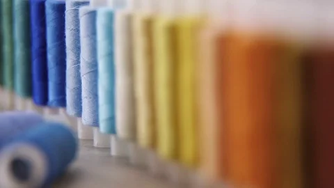 Sewing cotton thread Stock Footage 73723292