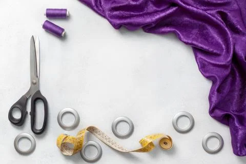 Sewing curtains. Stock Photos