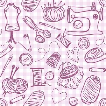 Sewing doodles Stock Illustration