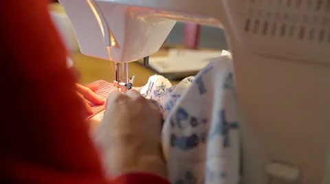 Sewing dutch patern with sewing machine Stock Footage 22037738