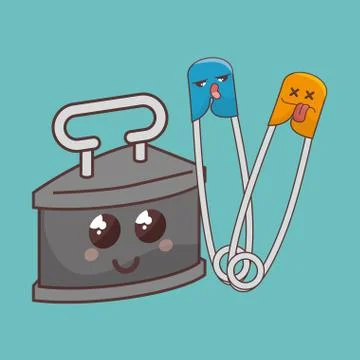 Sewing elements funny characters Illustrazione stock