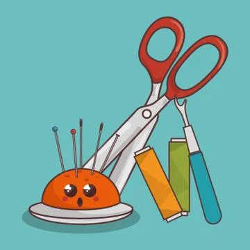 Sewing elements funny characters Stockillustratie
