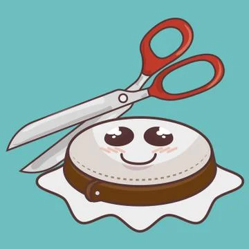 Sewing elements funny characters Stock Illustration