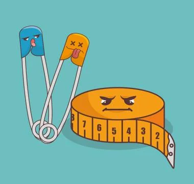 Sewing elements funny characters Illustrazione stock