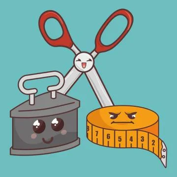 Sewing elements funny characters Stockillustratie
