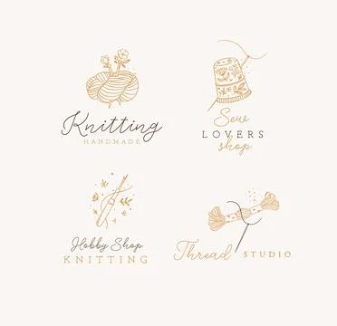 Sewing elements with lettering beige Stock Illustration