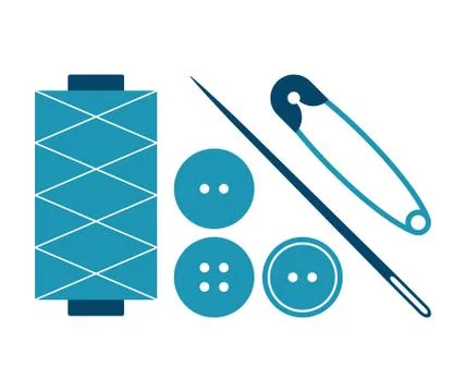 Sewing equipment and needlework set Stock Illustration