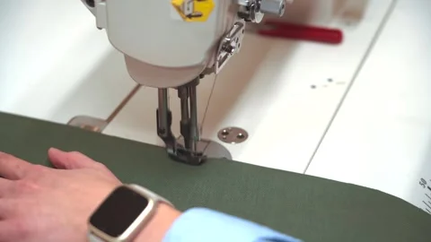Sewing fabric with professional machine Stock Footage 321287775