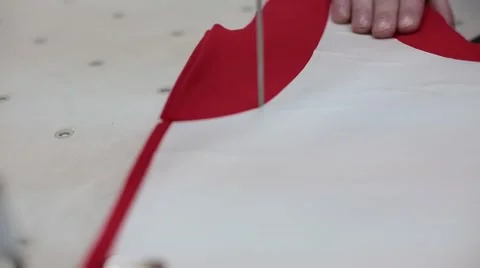 Sewing factory. Cutting. Video stock 48790384