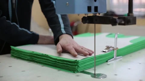 Sewing factory. Cutting. Stockbeeldmateriaal 48790956