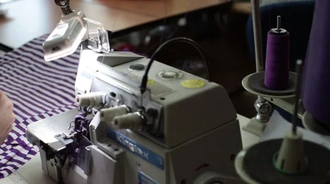 Sewing factory. Sewing machine. Video stock 48790463