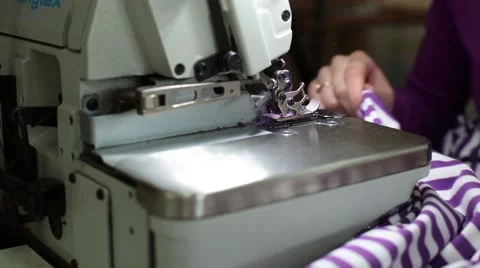 Sewing factory. Sewing machine. Video stock 48790725