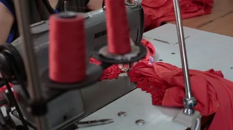 Sewing factory. Sewing machine. Stock Footage 48790973