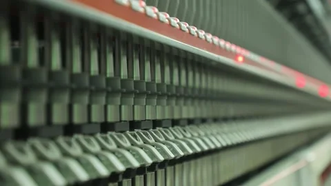 Sewing factory, spinning elements, no threads, close-up Stock Footage 208109684