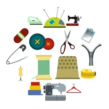 Sewing flat icon Stock Illustration