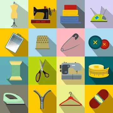 Sewing flat icon Stock Illustration