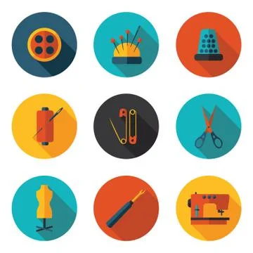 Sewing flat icons Stock Illustration