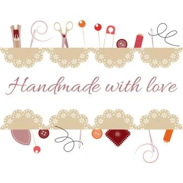 Sewing frame template with blank space for your text. Stock Illustration