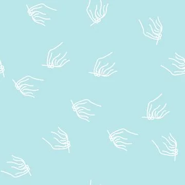 Sewing hand holding needle with thread line seamless pattern Stock Illustration