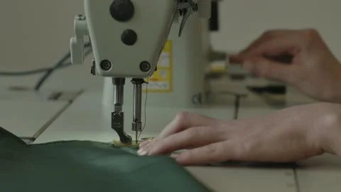Sewing hands close up from side Видео 146364019