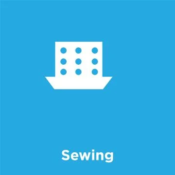 Sewing icon isolated on blue background Stock Illustration