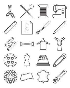 Sewing Icons (Line) Stock Illustration