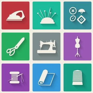 Sewing icons set Stock Illustration