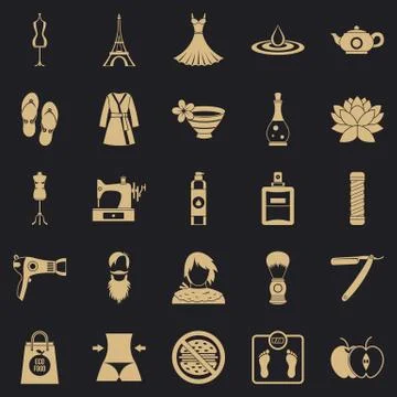 Sewing icons set, simple style Stock Illustration