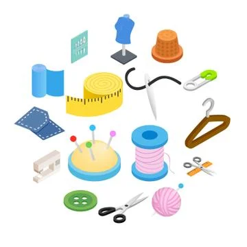 Sewing isometric 3d icon Stock Illustration