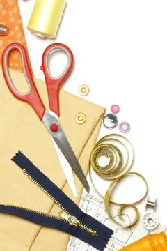 Sewing items border Stock Photos