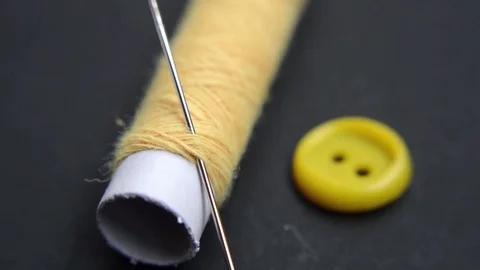 Sewing kit on black background. Stock Footage