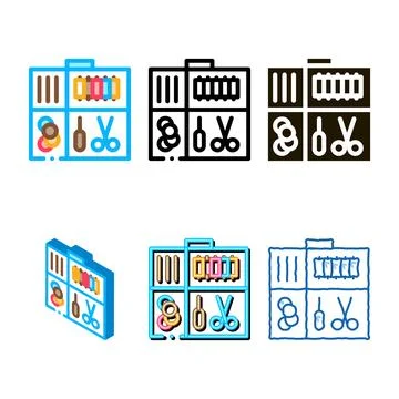 Sewing kit minimal case icon vector outline Stock Illustration
