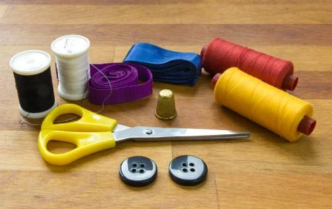 Sewing kit multicolor Stock Photos