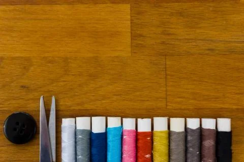 Sewing kit multicolor Stock Photos