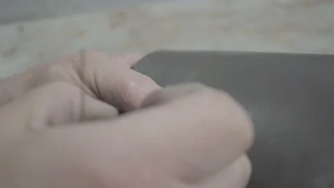 Sewing the leather slow motion Stock Footage 125892635