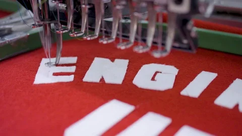 Sewing Letters Onto Material Stock Footage 123729354