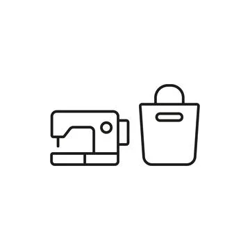 Sewing machine and bag set tailor and fashion icon Stock Illustration