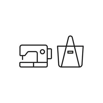 Sewing machine and bag set tailor and fashion icon Stock Illustration