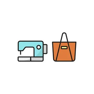 Sewing machine and bag set tailor and fashion icon Stock Illustration