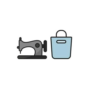 Sewing machine and bag set tailor and fashion icon Stock Illustration