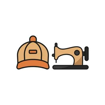 Sewing machine and cap set tailor and fashion icon Stock Illustration