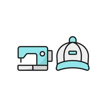Sewing machine and cap set tailor and fashion icon Stock Illustration