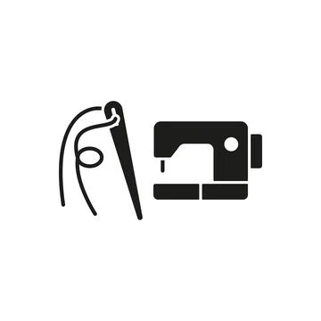 Sewing machine and needle and thread set tailor and fashion icon Stock Illustration