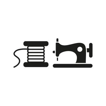 Sewing machine and needle and thread set tailor and fashion icon Stock Illustration
